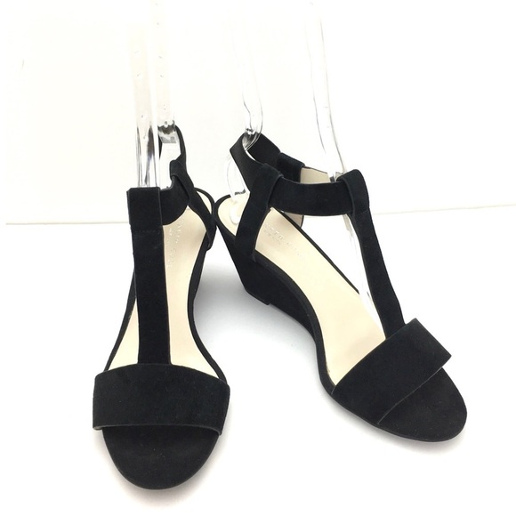 KENNETH Cole Dana T Strap Wedge Heel Sandals in Black Size 7 - Picture 4 of 8